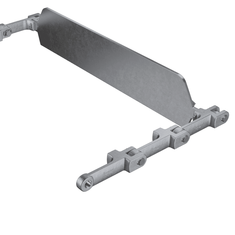 Doppelstrang Gabellaschenkette mit geschmiedetem Nocken für horizontale und schräge Förderung von mittel- bis grobkörnigen Schüttgütern